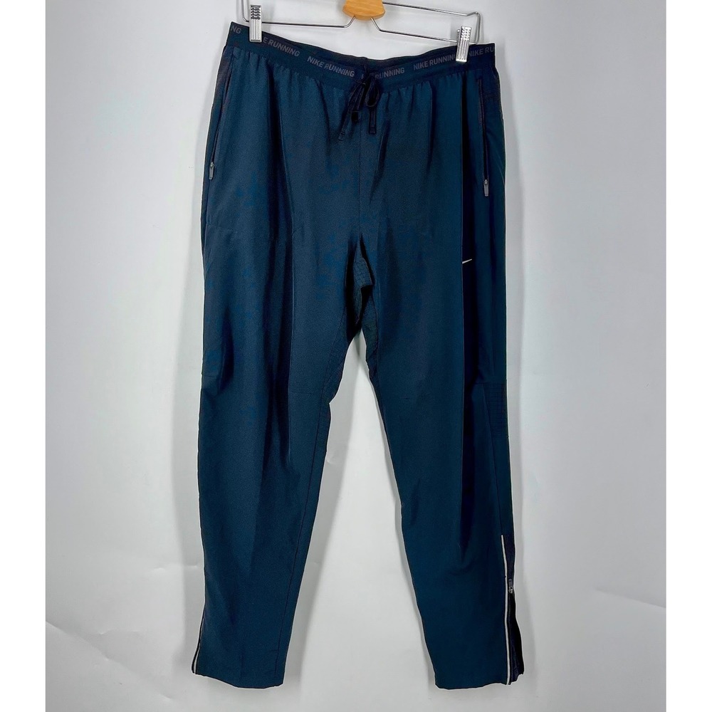 Nike Running Mens Black Tapered Joggers Zippered Pockets Ankle Zips‎ Track Pants